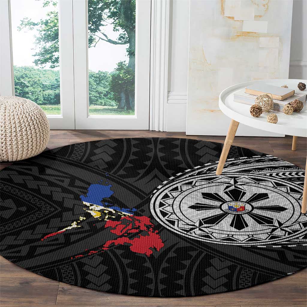 Philippines Strong Round Carpet Filipino Map Polynesian Tattoo - Wonder Print Shop