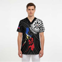 Philippines Strong Scrub Top Filipino Map Polynesian Tattoo - Wonder Print Shop