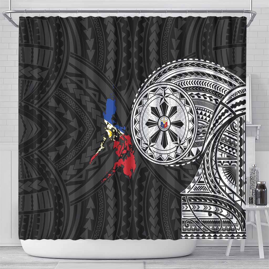 Philippines Strong Shower Curtain Filipino Map Polynesian Tattoo - Wonder Print Shop