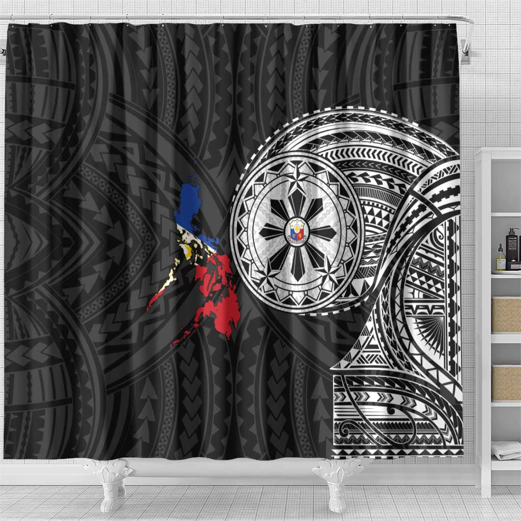 Philippines Strong Shower Curtain Filipino Map Polynesian Tattoo - Wonder Print Shop
