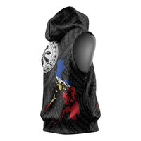 Philippines Strong Sleeveless Hoodie Filipino Map Polynesian Tattoo - Wonder Print Shop
