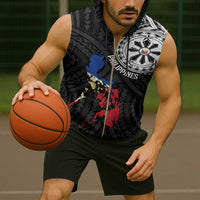 Philippines Strong Sleeveless Zip Hoodie Filipino Map Polynesian Tattoo - Wonder Print Shop