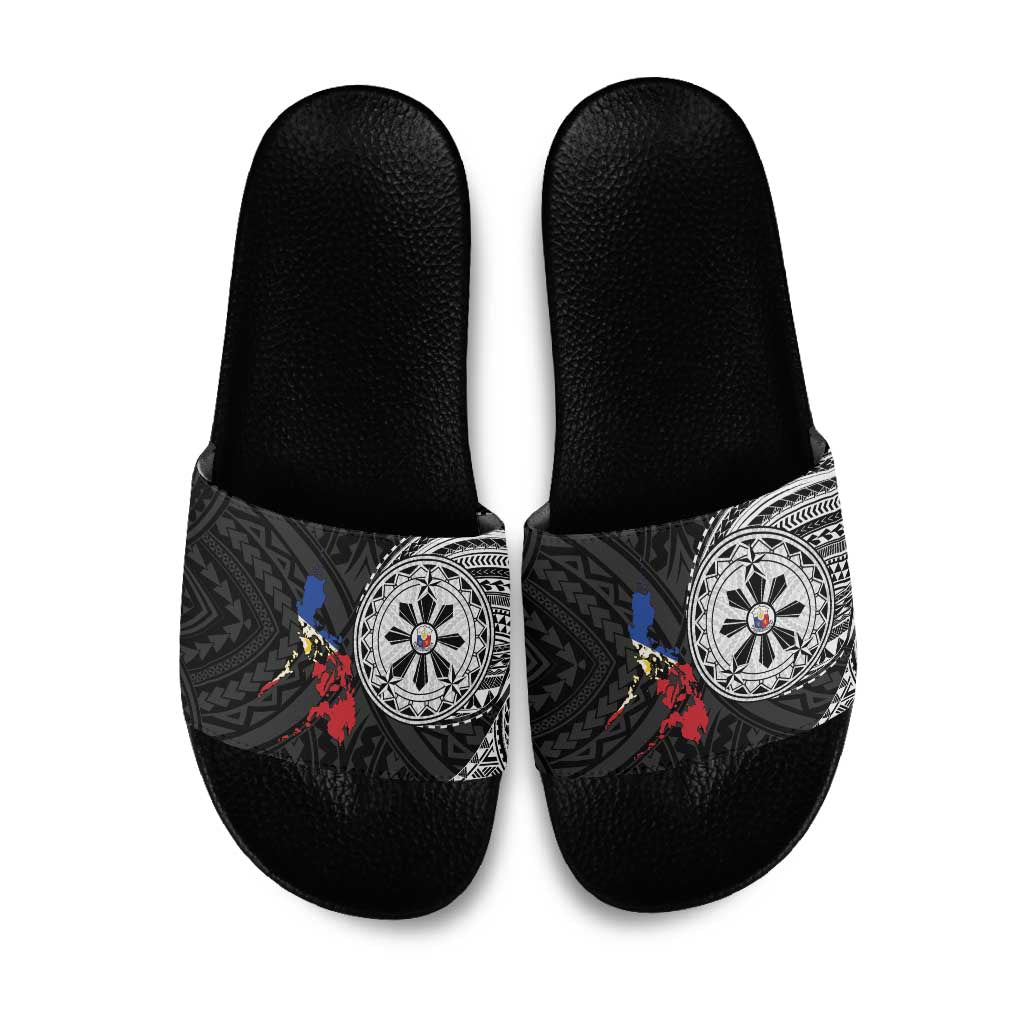 Philippines Strong Slide Sandals Filipino Map Polynesian Tattoo - Wonder Print Shop