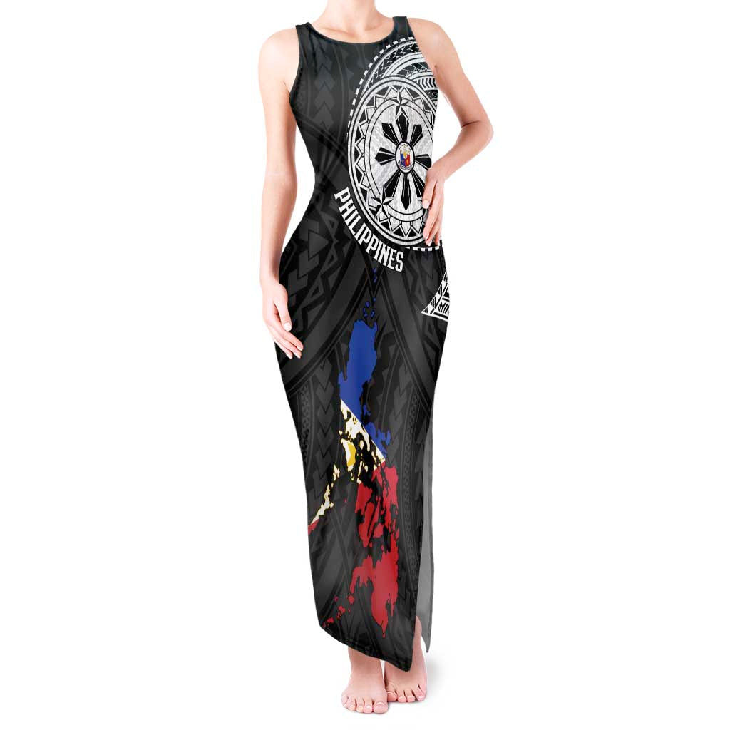 Philippines Strong Tank Maxi Dress Filipino Map Polynesian Tattoo - Wonder Print Shop