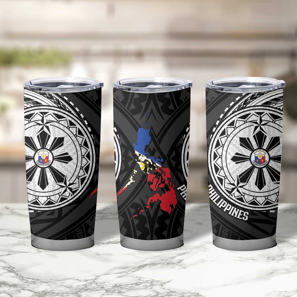 Philippines Strong Tumbler Cup Filipino Map Polynesian Tattoo - Wonder Print Shop