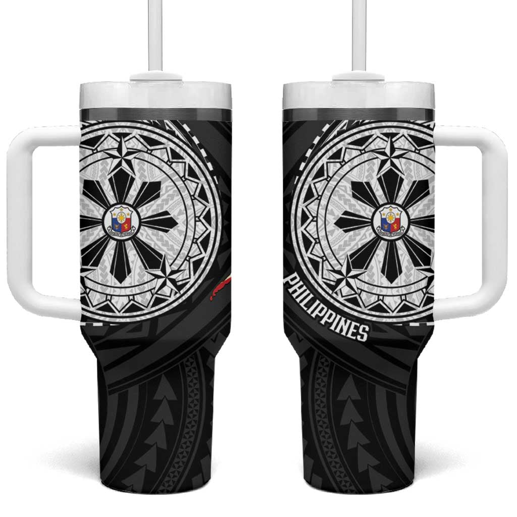 Philippines Strong Tumbler With Handle Filipino Map Polynesian Tattoo - Wonder Print Shop