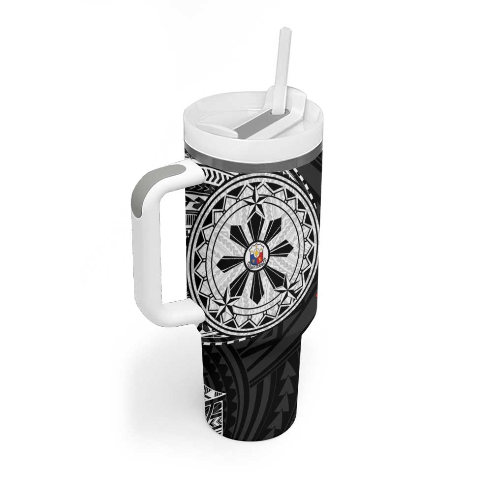 Philippines Strong Tumbler With Handle Filipino Map Polynesian Tattoo - Wonder Print Shop