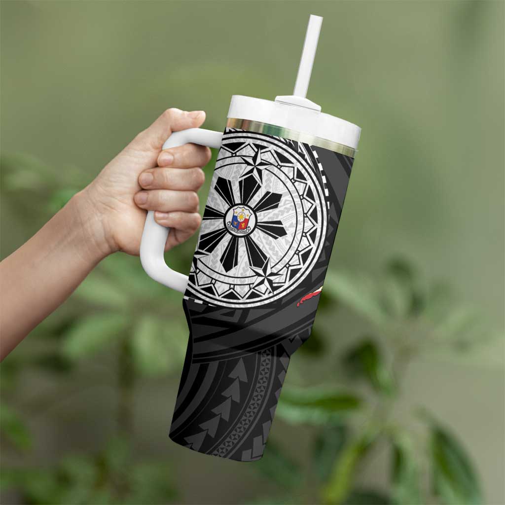 Philippines Strong Tumbler With Handle Filipino Map Polynesian Tattoo - Wonder Print Shop