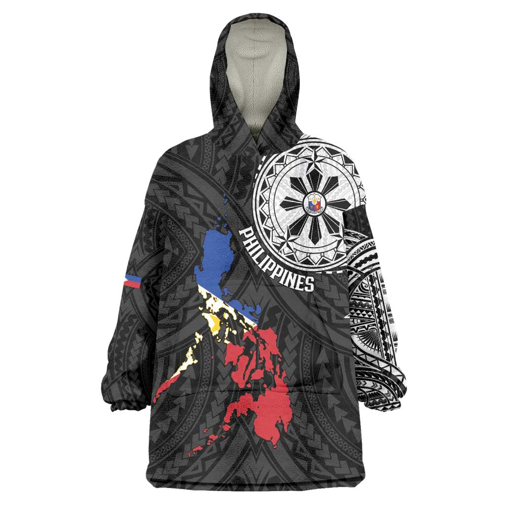 Philippines Strong Wearable Blanket Hoodie Filipino Map Polynesian Tattoo - Wonder Print Shop