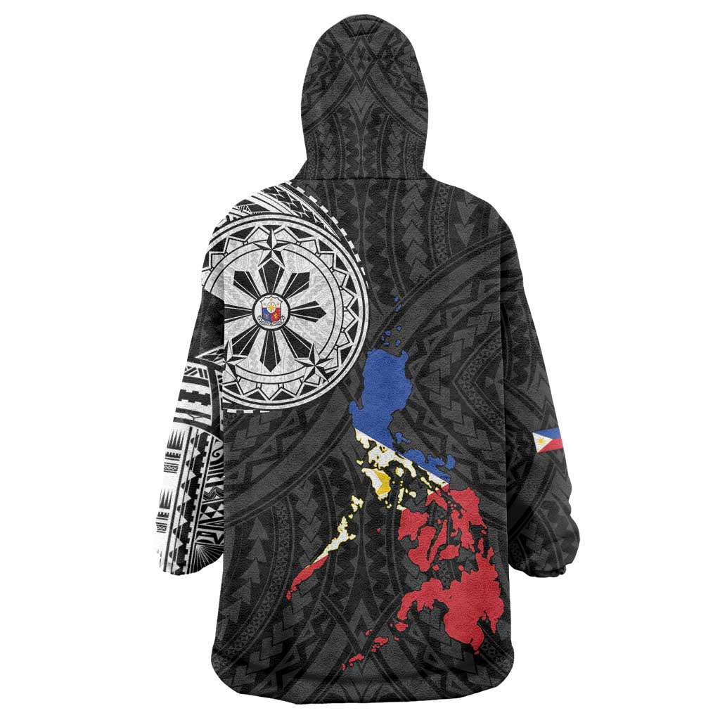 Philippines Strong Wearable Blanket Hoodie Filipino Map Polynesian Tattoo - Wonder Print Shop