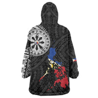 Philippines Strong Wearable Blanket Hoodie Filipino Map Polynesian Tattoo - Wonder Print Shop