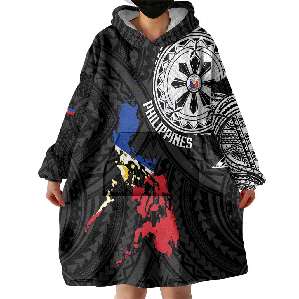 Philippines Strong Wearable Blanket Hoodie Filipino Map Polynesian Tattoo - Wonder Print Shop