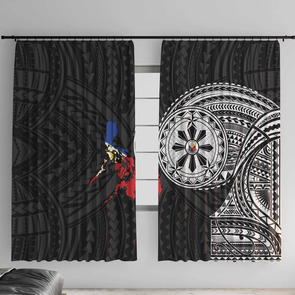 Philippines Strong Window Curtain Filipino Map Polynesian Tattoo - Wonder Print Shop