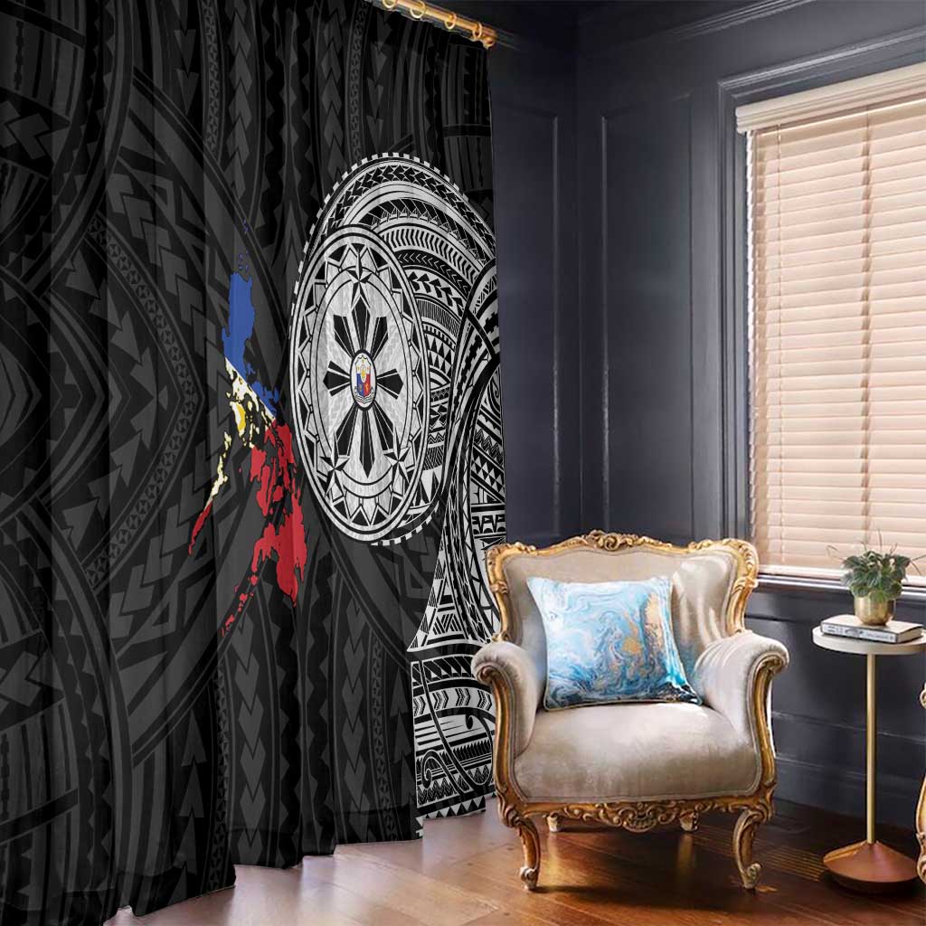 Philippines Strong Window Curtain Filipino Map Polynesian Tattoo - Wonder Print Shop