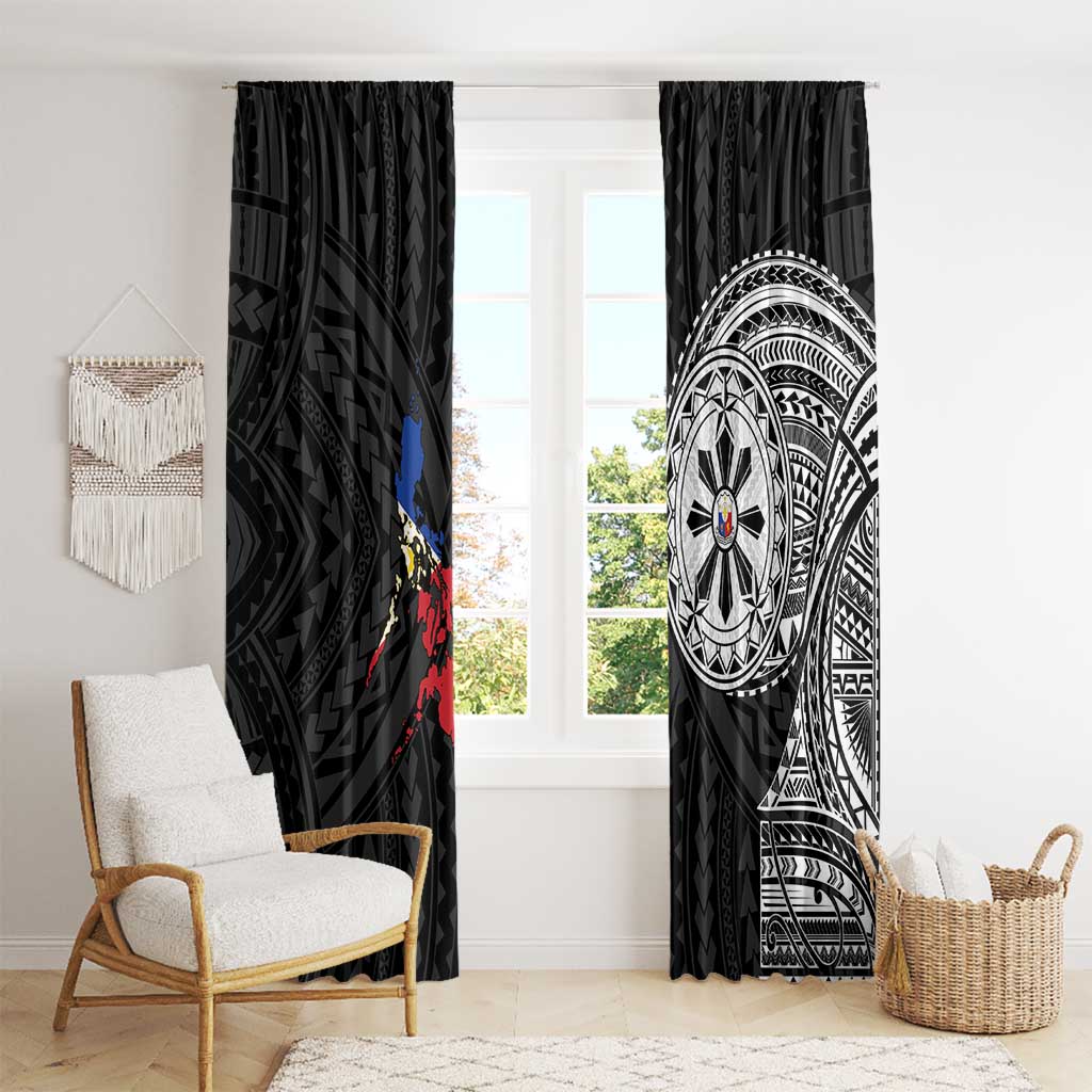 Philippines Strong Window Curtain Filipino Map Polynesian Tattoo - Wonder Print Shop