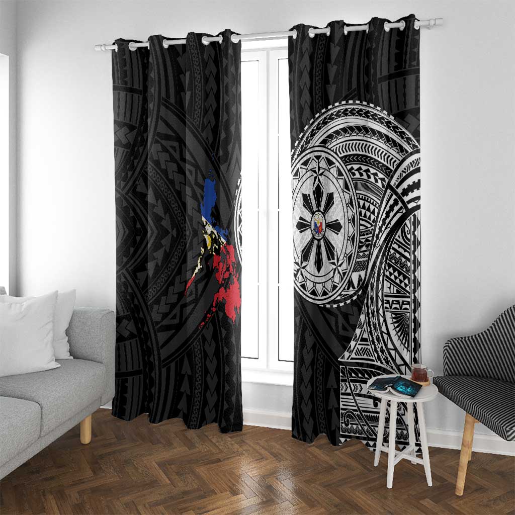 Philippines Strong Window Curtain Filipino Map Polynesian Tattoo - Wonder Print Shop