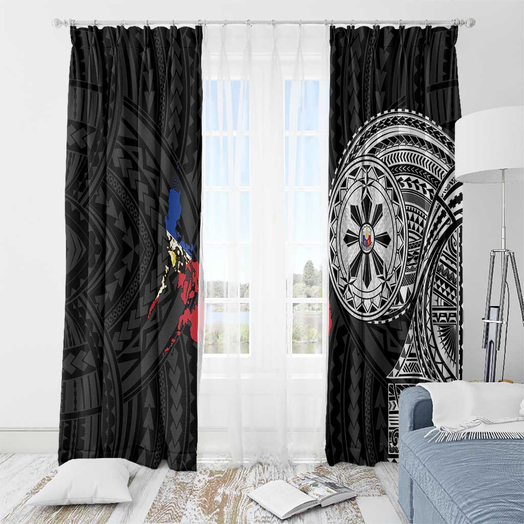 Philippines Strong Window Curtain Filipino Map Polynesian Tattoo - Wonder Print Shop