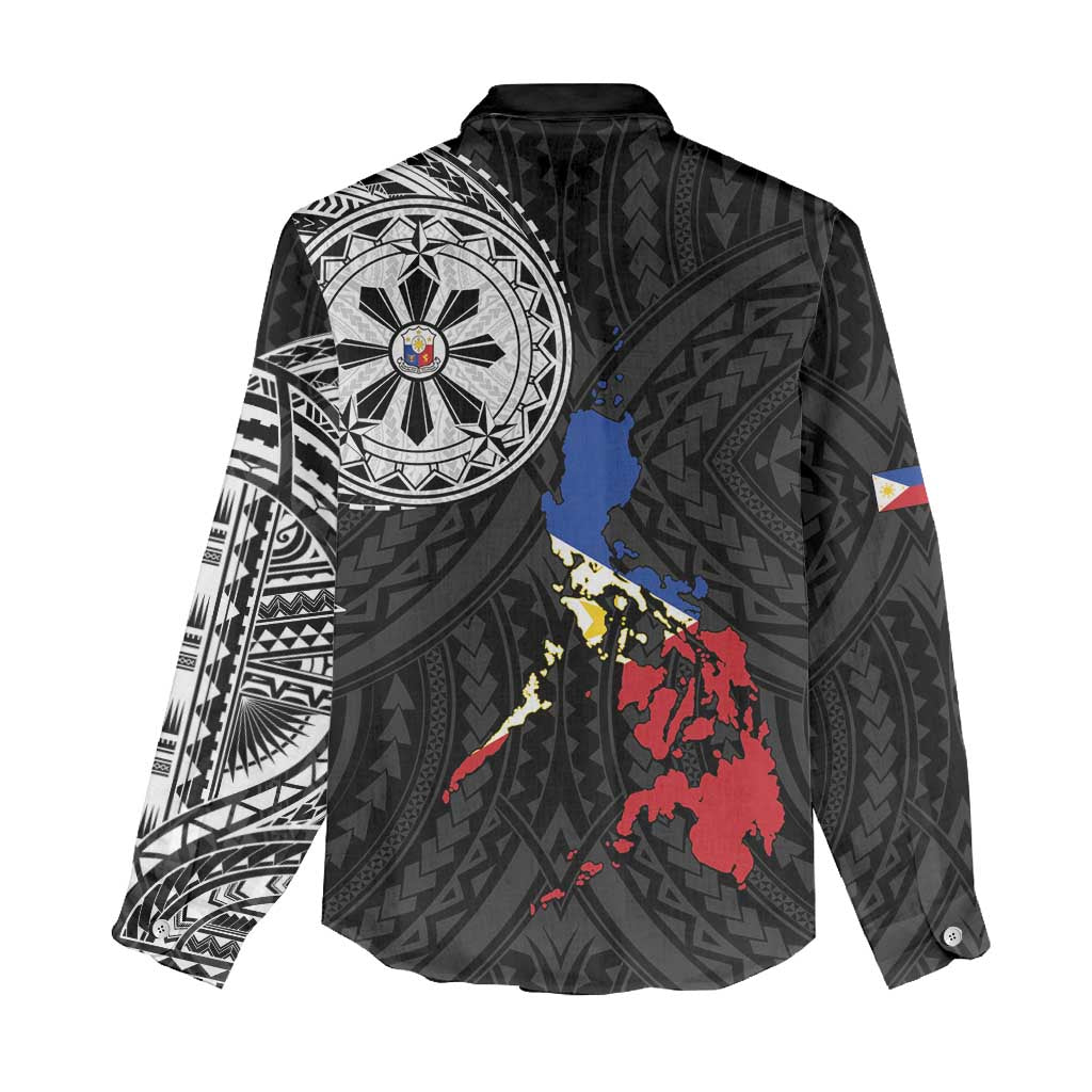 Philippines Strong Women Casual Shirt Filipino Map Polynesian Tattoo - Wonder Print Shop