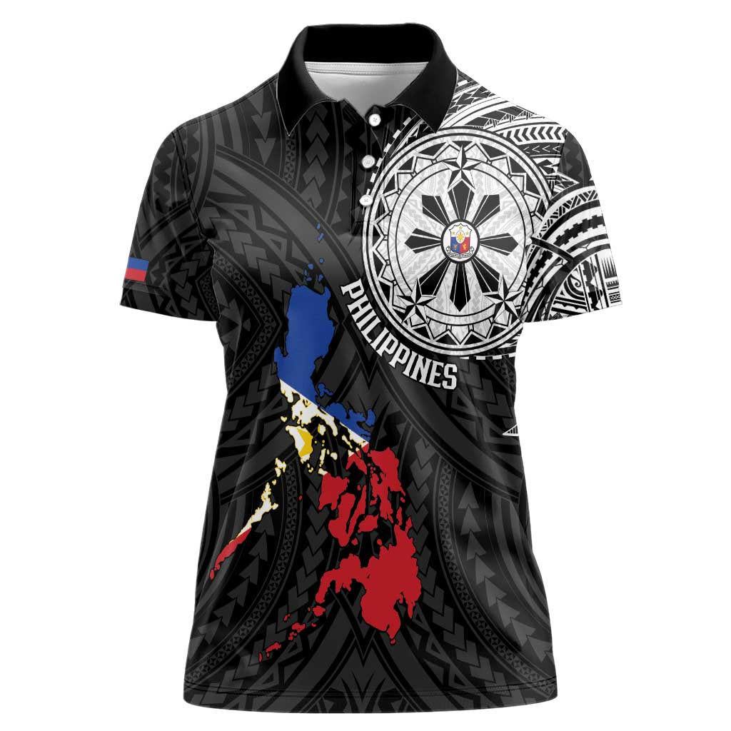 Philippines Strong Women Polo Shirt Filipino Map Polynesian Tattoo - Wonder Print Shop