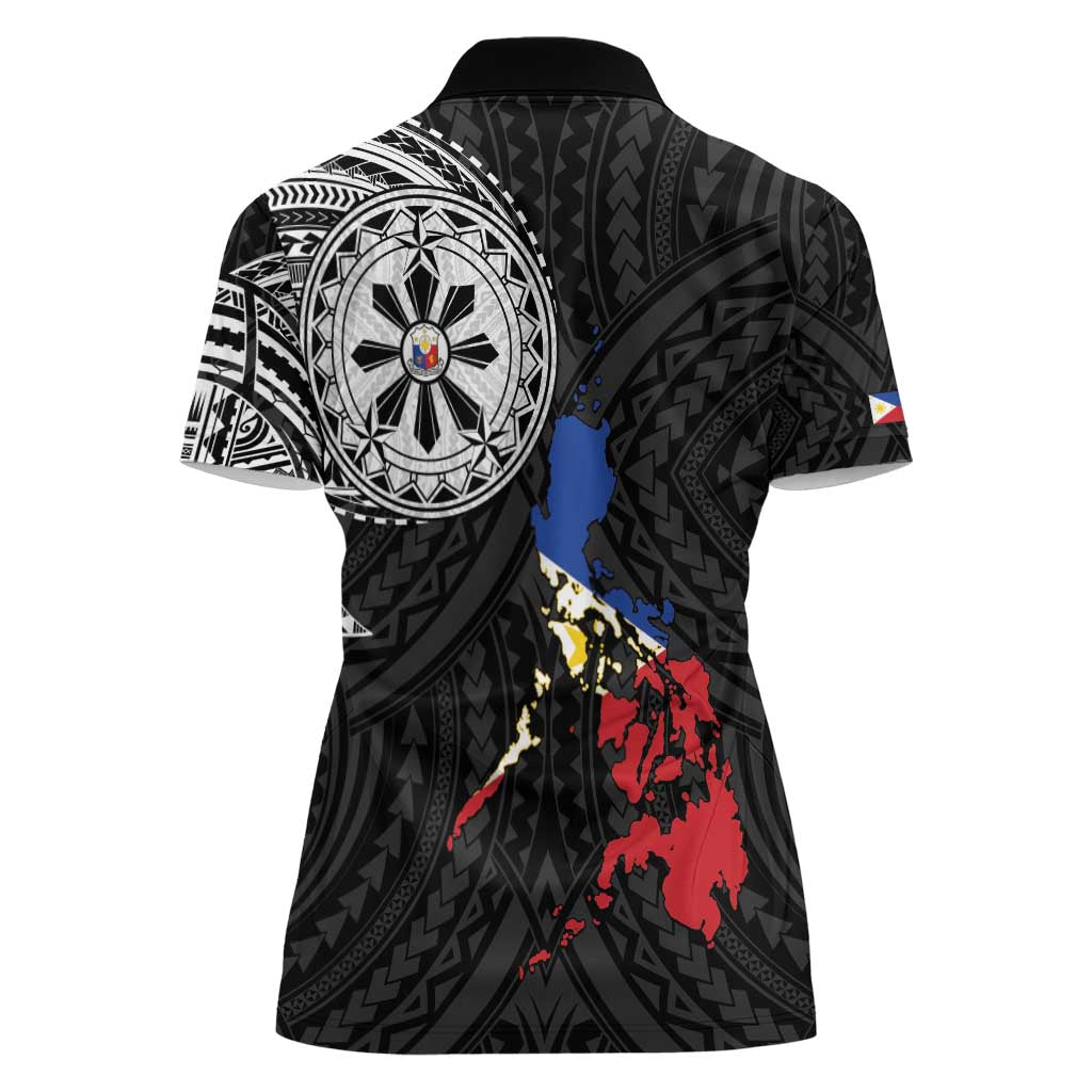 Philippines Strong Women Polo Shirt Filipino Map Polynesian Tattoo - Wonder Print Shop