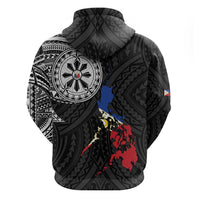 Philippines Strong Zip Hoodie Filipino Map Polynesian Tattoo - Wonder Print Shop