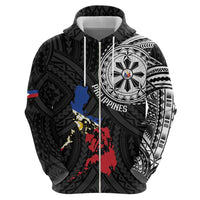 Philippines Strong Zip Hoodie Filipino Map Polynesian Tattoo - Wonder Print Shop