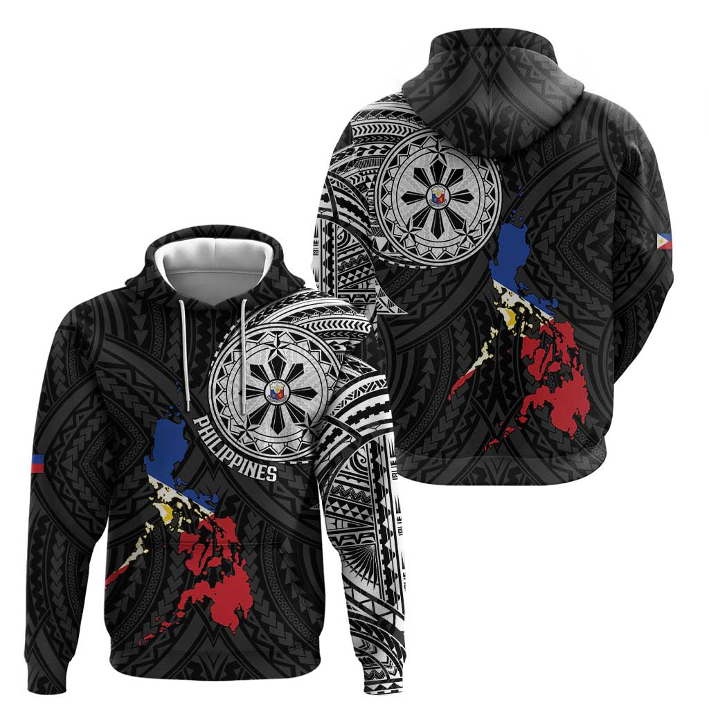 Philippines Strong Zip Hoodie Filipino Map Polynesian Tattoo - Wonder Print Shop