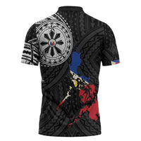 Philippines Strong Zipper Polo Shirt Filipino Map Polynesian Tattoo - Wonder Print Shop