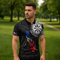 Philippines Strong Zipper Polo Shirt Filipino Map Polynesian Tattoo - Wonder Print Shop