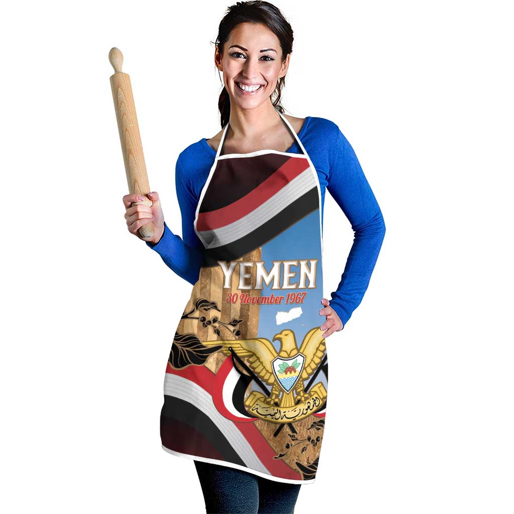 Personalised Yemen Independence Day Apron Awwam Temple With Coat Of Arms Proud - Wonder Print Shop