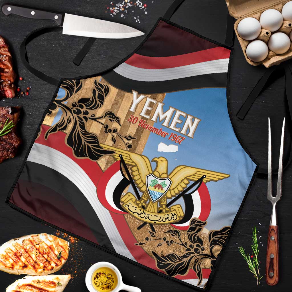Personalised Yemen Independence Day Apron Awwam Temple With Coat Of Arms Proud - Wonder Print Shop