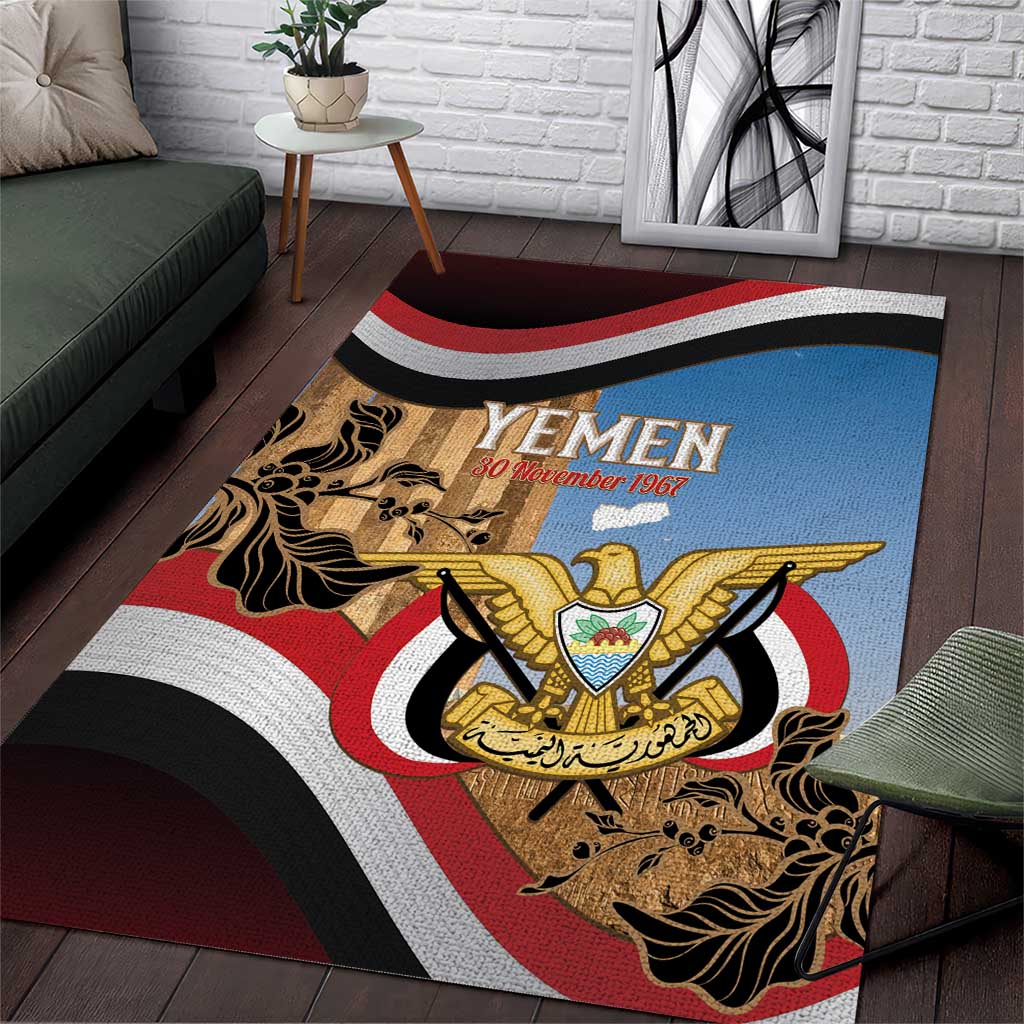 Personalised Yemen Independence Day Area Rug Awwam Temple With Coat Of Arms Proud - Wonder Print Shop