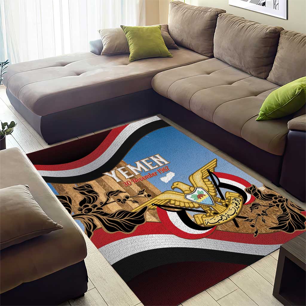 Personalised Yemen Independence Day Area Rug Awwam Temple With Coat Of Arms Proud - Wonder Print Shop