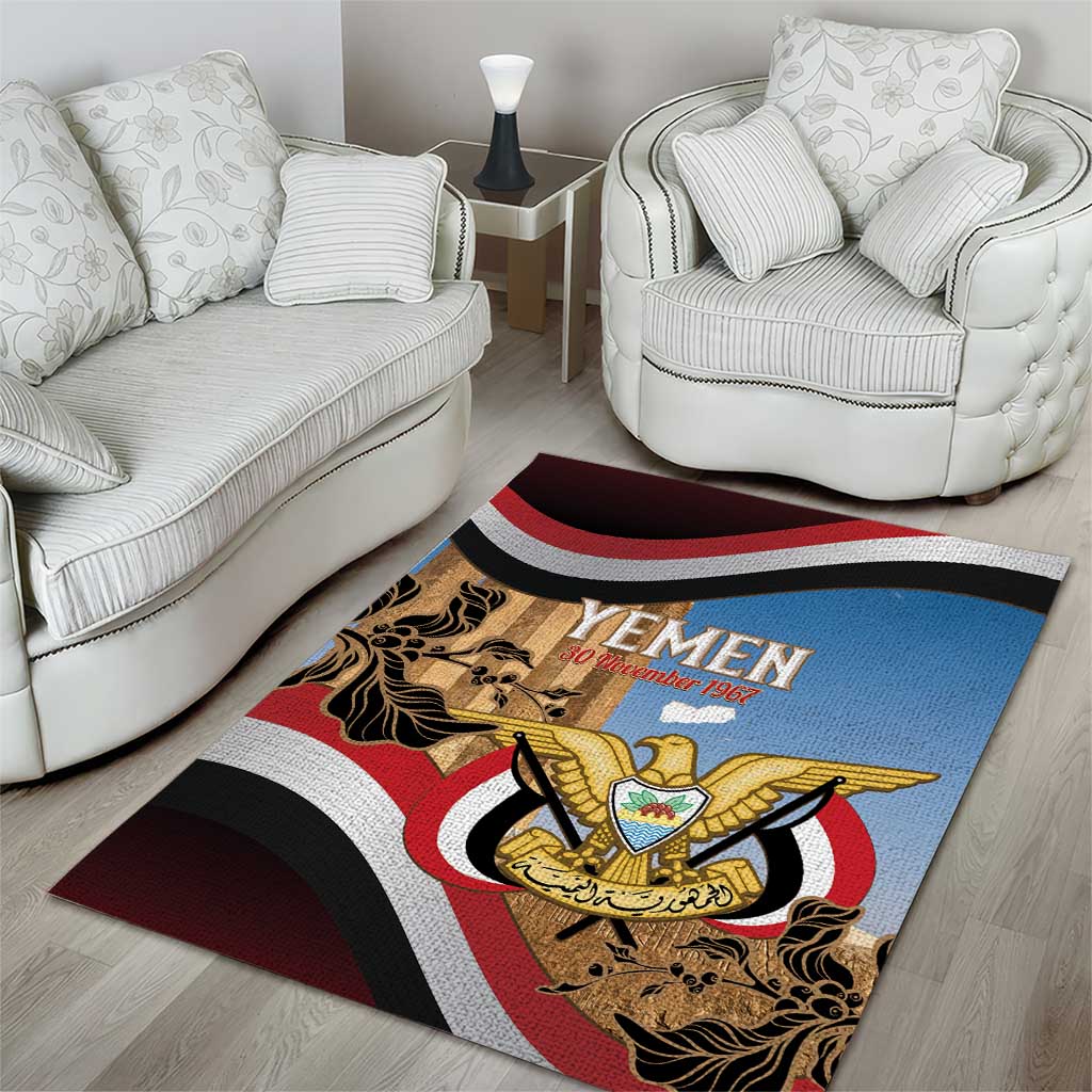 Personalised Yemen Independence Day Area Rug Awwam Temple With Coat Of Arms Proud - Wonder Print Shop