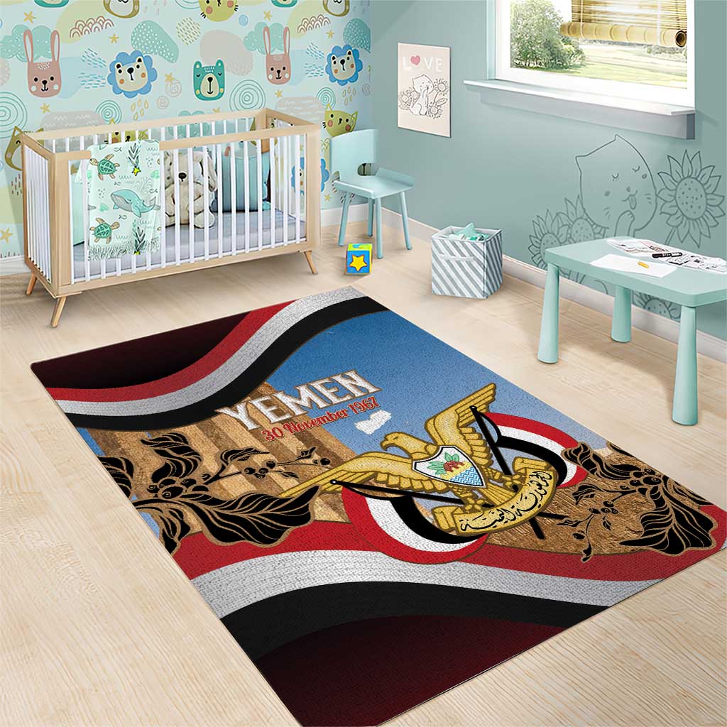 Personalised Yemen Independence Day Area Rug Awwam Temple With Coat Of Arms Proud - Wonder Print Shop