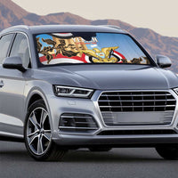 Personalised Yemen Independence Day Auto Sun Shade Awwam Temple With Coat Of Arms Proud - Wonder Print Shop