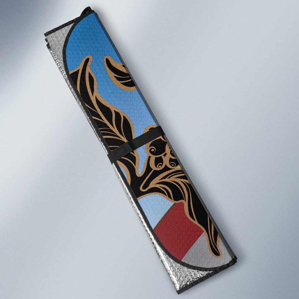 Personalised Yemen Independence Day Auto Sun Shade Awwam Temple With Coat Of Arms Proud - Wonder Print Shop