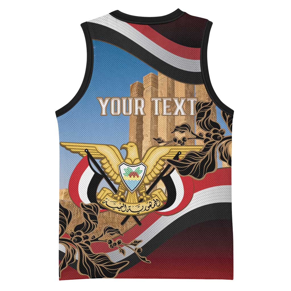 Personalised Yemen Independence Day Basketball Jersey Awwam Temple With Coat Of Arms Proud - Wonder Print Shop