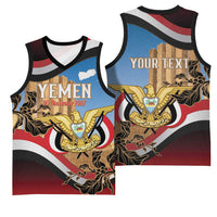 Personalised Yemen Independence Day Basketball Jersey Awwam Temple With Coat Of Arms Proud - Wonder Print Shop