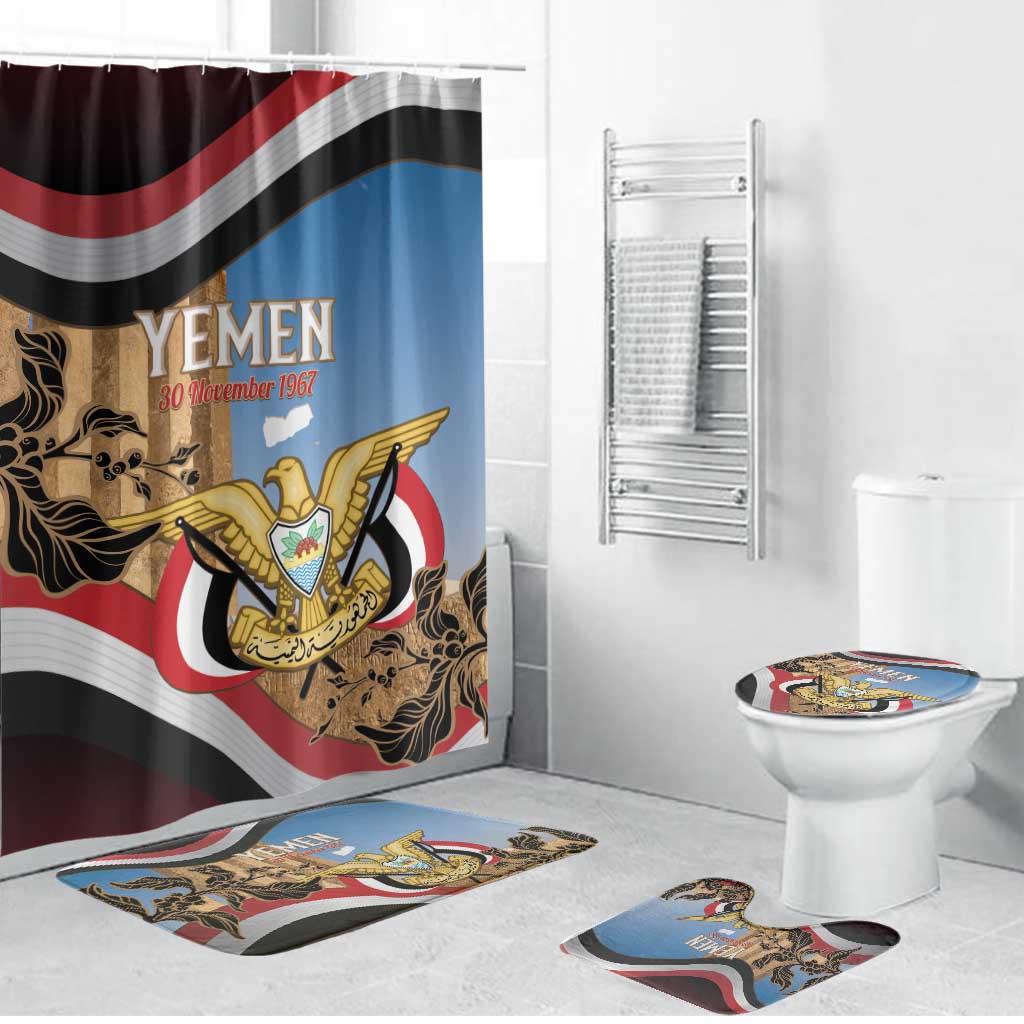 Personalised Yemen Independence Day Bathroom Set Awwam Temple With Coat Of Arms Proud - Wonder Print Shop