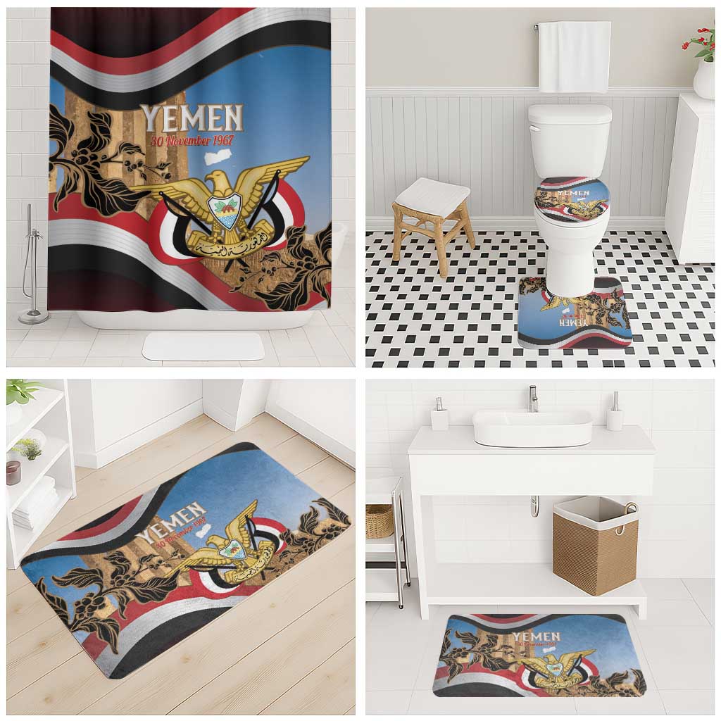 Personalised Yemen Independence Day Bathroom Set Awwam Temple With Coat Of Arms Proud - Wonder Print Shop