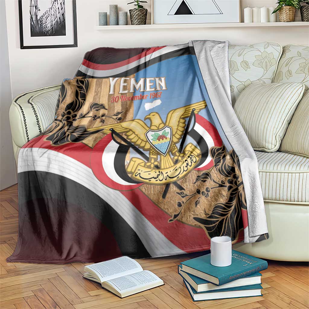 Personalised Yemen Independence Day Blanket Awwam Temple With Coat Of Arms Proud - Wonder Print Shop