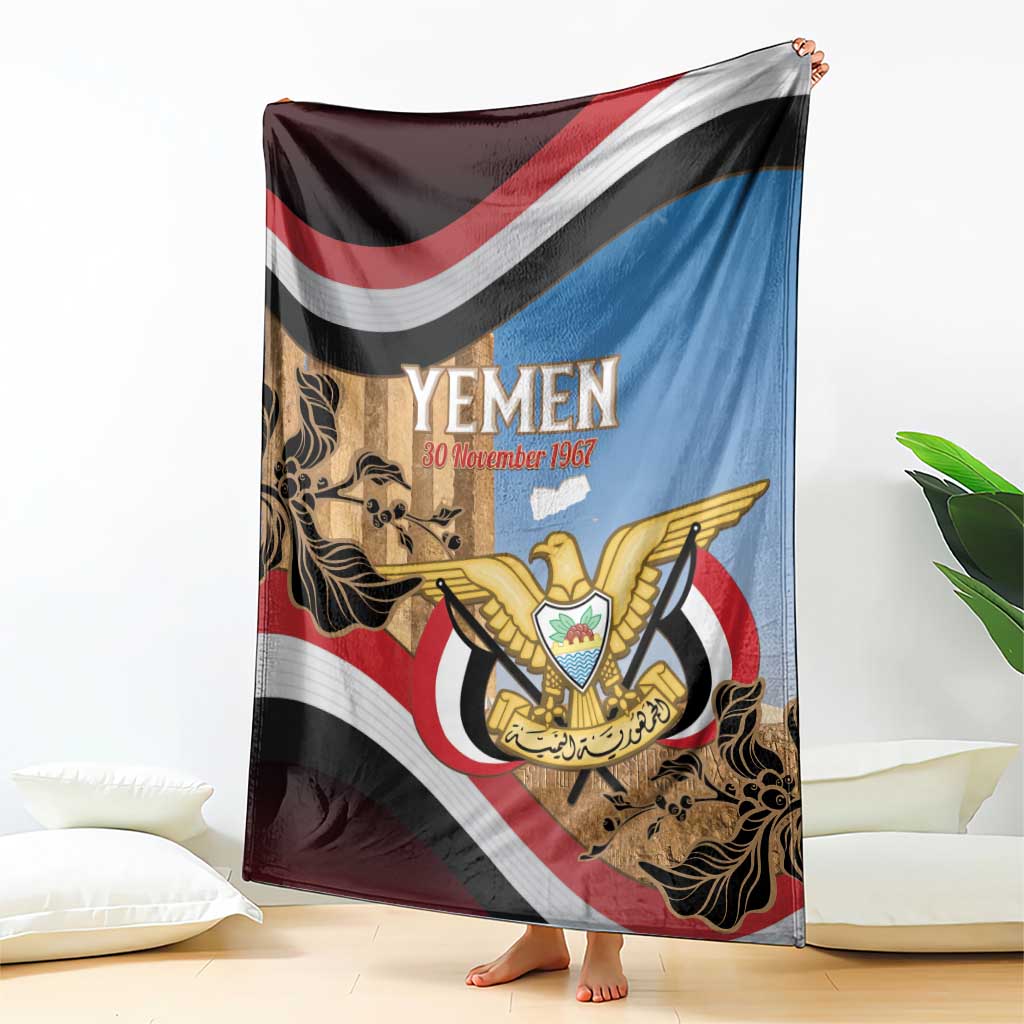 Personalised Yemen Independence Day Blanket Awwam Temple With Coat Of Arms Proud - Wonder Print Shop
