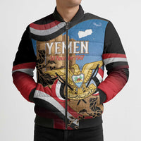 Personalised Yemen Independence Day Bomber Puffer Jacket Awwam Temple With Coat Of Arms Proud - Wonder Print Shop