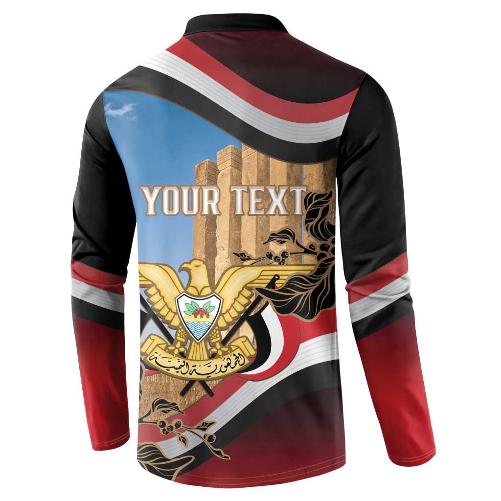 Personalised Yemen Independence Day Button Sweatshirt Awwam Temple With Coat Of Arms Proud - Wonder Print Shop