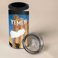 Personalised Yemen Independence Day 4 in 1 Can Cooler Tumbler Awwam Temple With Coat Of Arms Proud - Wonder Print Shop