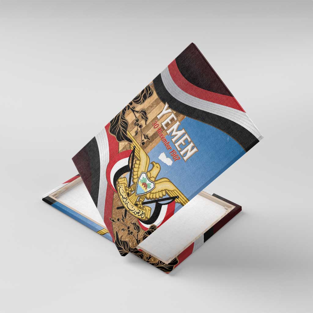 Personalised Yemen Independence Day Canvas Wall Art Awwam Temple With Coat Of Arms Proud - Wonder Print Shop