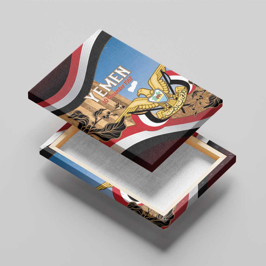 Personalised Yemen Independence Day Canvas Wall Art Awwam Temple With Coat Of Arms Proud - Wonder Print Shop