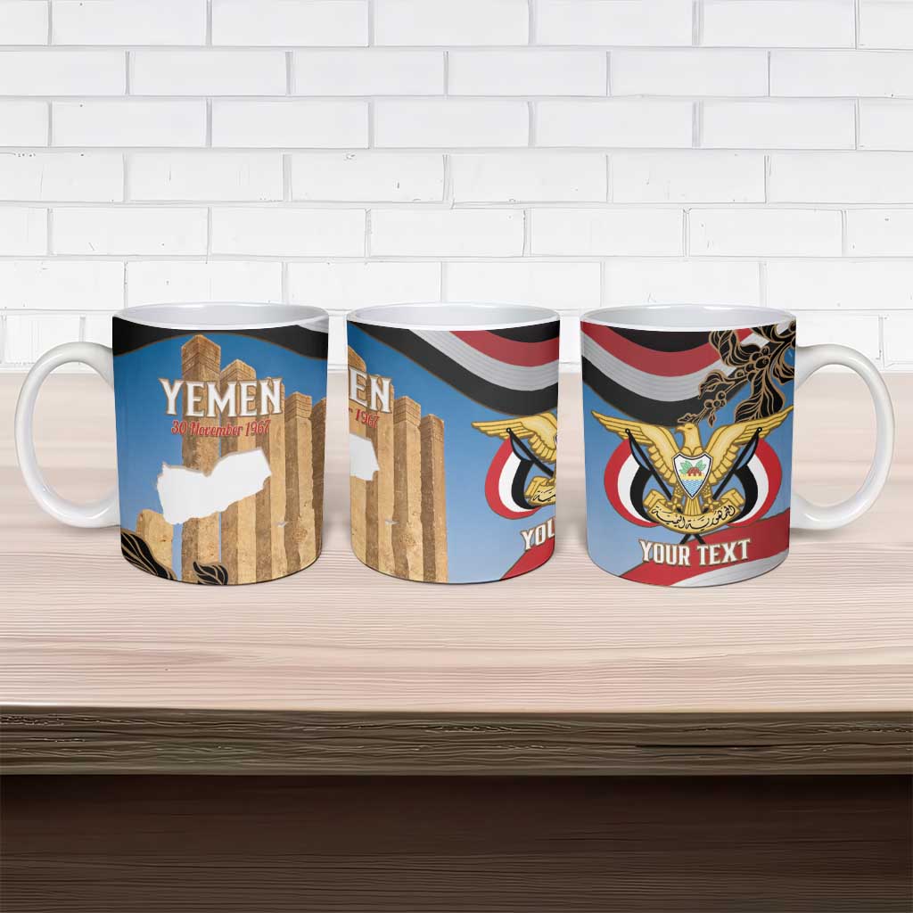 Personalised Yemen Independence Day Ceramic Mug Awwam Temple With Coat Of Arms Proud - Wonder Print Shop