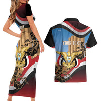 Personalised Yemen Independence Day Couples Matching Short Sleeve Bodycon Dress and Hawaiian Shirt Awwam Temple With Coat Of Arms Proud - Wonder Print Shop